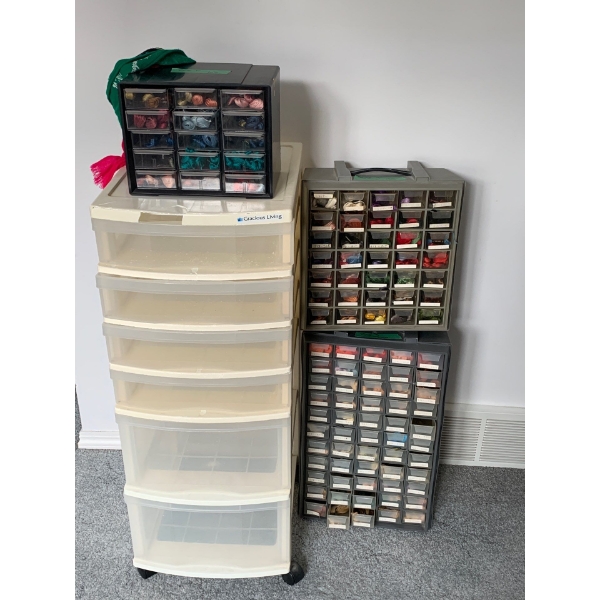 Needlepoint & Embroidery Essentials - Assorted Thread Organizers 6 Drawers on Wheels