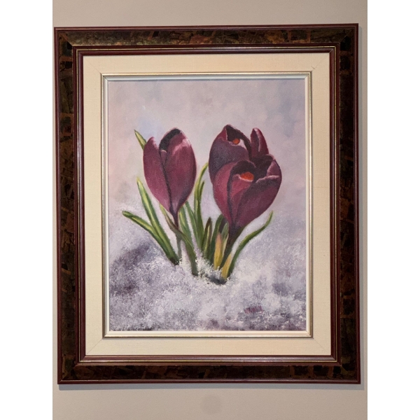 Nancy Oil on Board Floral Painting - 11x14"