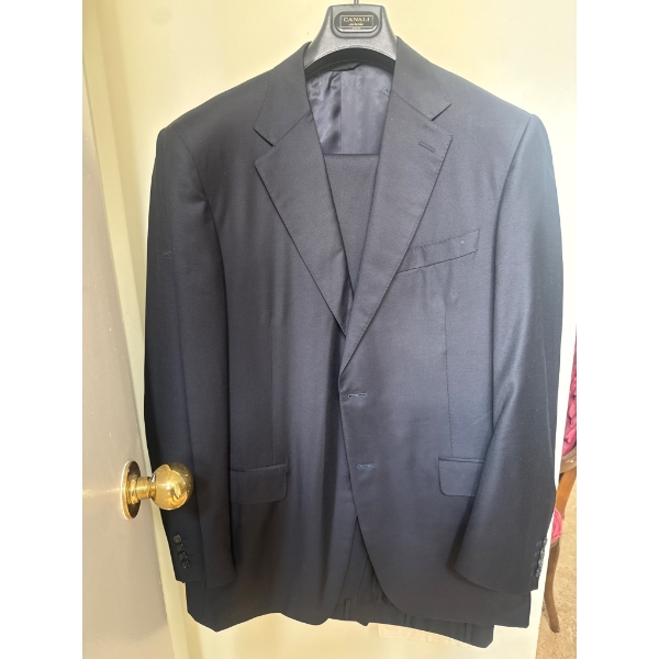 Henry Singer Men's Suit by Canali in Dark Navy Wool