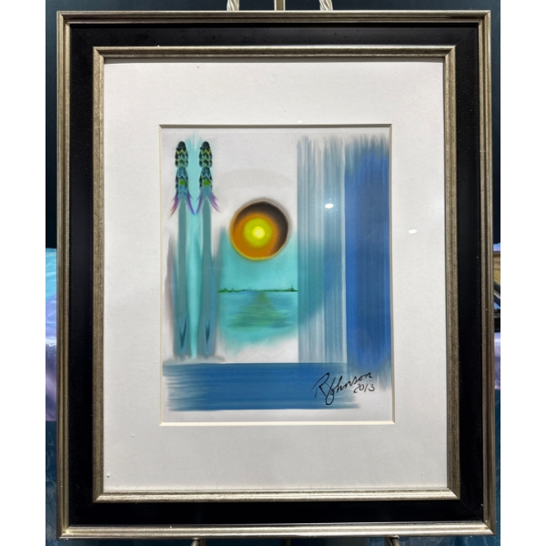 R Johnson Abstract Landscape Print 10.5Wx13.5H