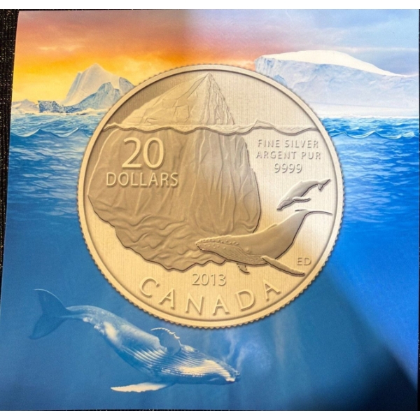 2013 $20 Humpback Whale Fine Silver Coin 7.96 Grams