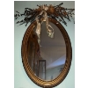Image 3 : Oblong Gold Gilt Wall Mirror w/ Decorative Foliage 31"Tall