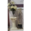 Image 1 : Elegant Pillar/ Stand w/ Vase ++ Fireplace Brass Tool Set w/Rack  13"tallest