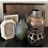 Image 1 : Elegant Decorative Vases, Picture Frames, & Geometric Sphere Accent Piece w/ Tray