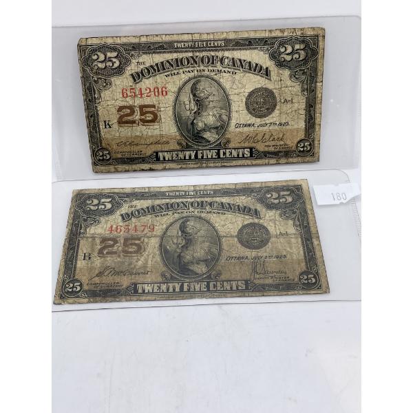 1923 25 Cent Dominion of Canada Banknote