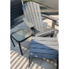 Image 1 : Resin Muskoka Chair 31 w, 36 h, 34 d w/ Stool 22 w, 15 h, 21 d and Side Table 16 w, 16 h, 16 d