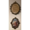 Image 3 : Antique Oval Picture Frames w/ Ornate Metal Details & Convex Glass 23T
