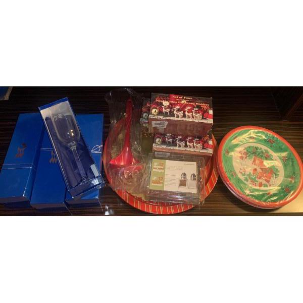 New Holiday Themed Tableware - Silver Plated Napkin Rings Plates Ladels S+P Shakers 
