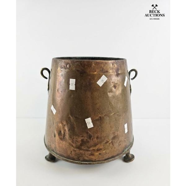 Antique Copper Coal Bin Or Jardinière, 11''INCHES HEIGHT 