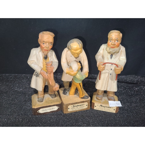 Anri Carved Wood Physician Figurines- 5.5 - 6 T 