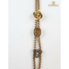 Image 2 : Antique Victorian-Era Muff Slide Watch Chain Gem-Set And Small Pearl Gold Plated