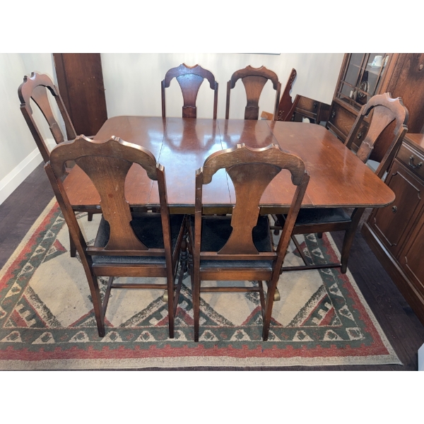 Wood Drop-Leaf Dining Table with 6 Chairs