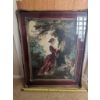 Image 2 : Framed Needlework Art Depicting Woman and Dog, Approx. 32â€³ x 25â€³