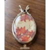 Image 3 : Sterling Silver Pendant With Fabric Inlay and Garnet Accent