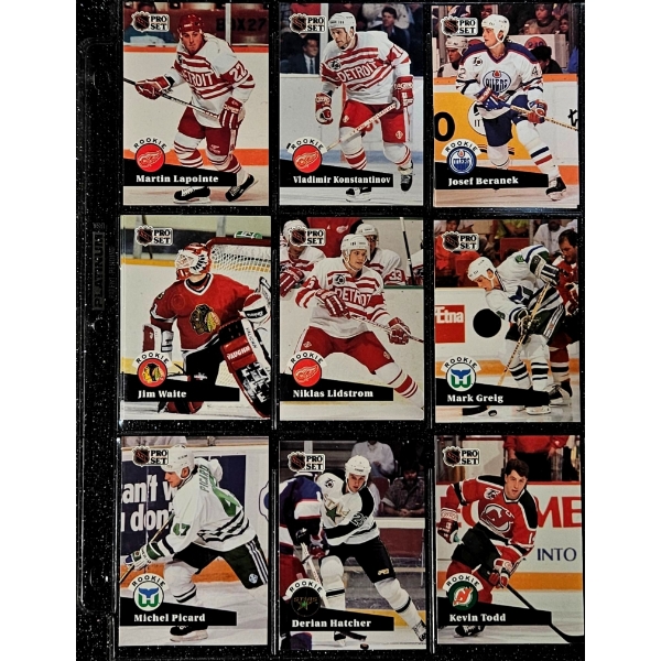 1991-92 Pro Set Platinum NHL Hockey Cards Featuring Various Rookie Players