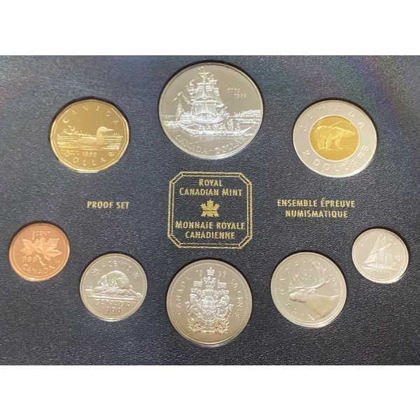 1999 Royal Canadian Mint Proof Set 1.694 Troy Ounces 92.5% Silver