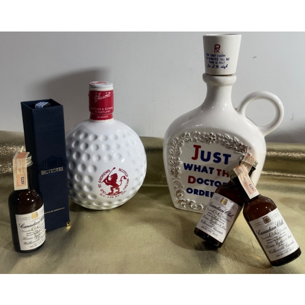 Decorative Liquor Bottles and Miniatures, Including St. Andrews and Belvedere