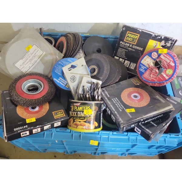Big Ol Box Of Garage Greatness - New Grinding Disks Sanding Disks Cord Tools & more