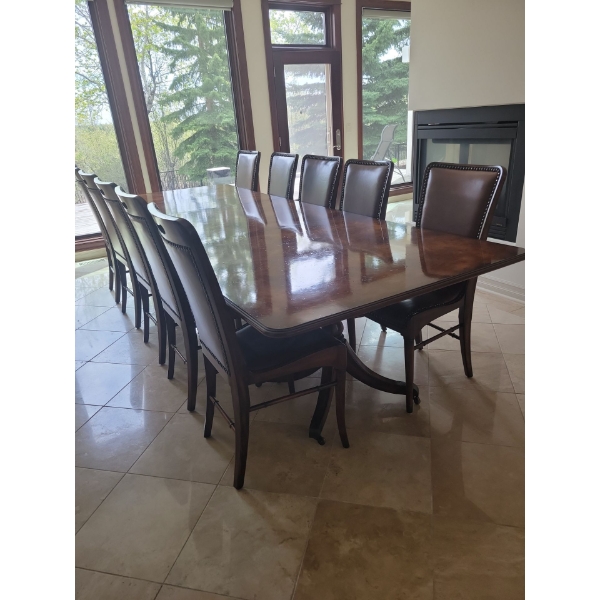 Stunning Walnut 12 Piece Dining Set 151x49x31 Purchased From McElheran's Furniture & Design
