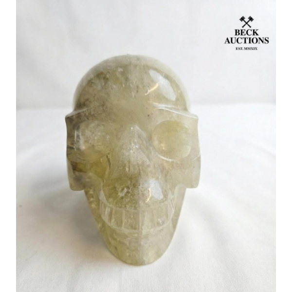  Hand-Carved Natural Citrine Crystal Skull 5 IN T