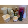 Image 1 : Decorative Glass and Ceramic Items, Including Milk Glass Vases