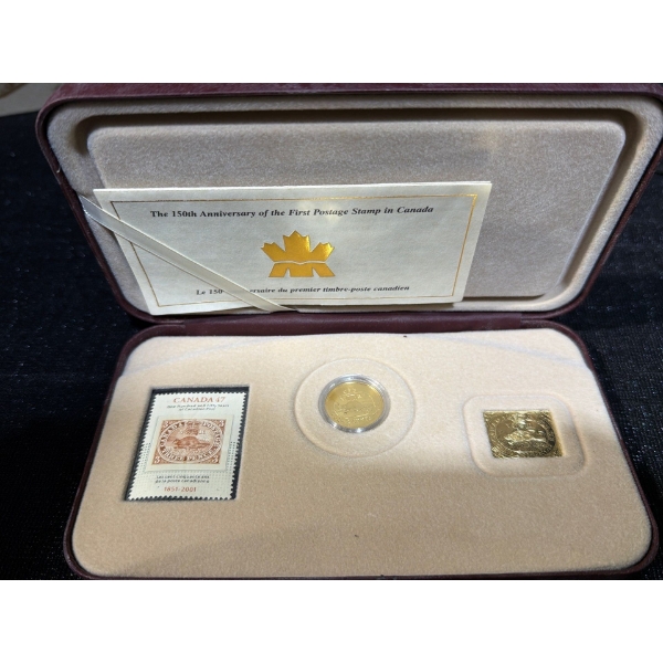 2001 150th Anniversary of Canada Post 24K Covered Coin & Stamp Set 92.5% Silver 5.39 Grams