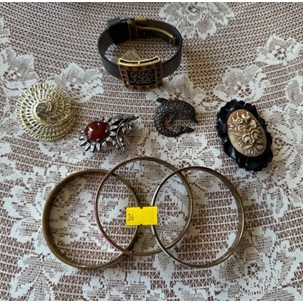 Costume Jewelry Items - Stainless Steel Bracelet, Vintage Pins and More! 
