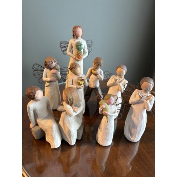 9 Carved Figurines with Angel Motifs-Willow Tree Figurines for Everyone