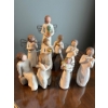 Image 1 : 9 Carved Figurines with Angel Motifs-Willow Tree Figurines for Everyone