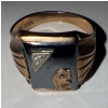 Image 1 : Stamped 10K Yellow Gold Initial 'C' Diamond & Hematite Signet Ring 