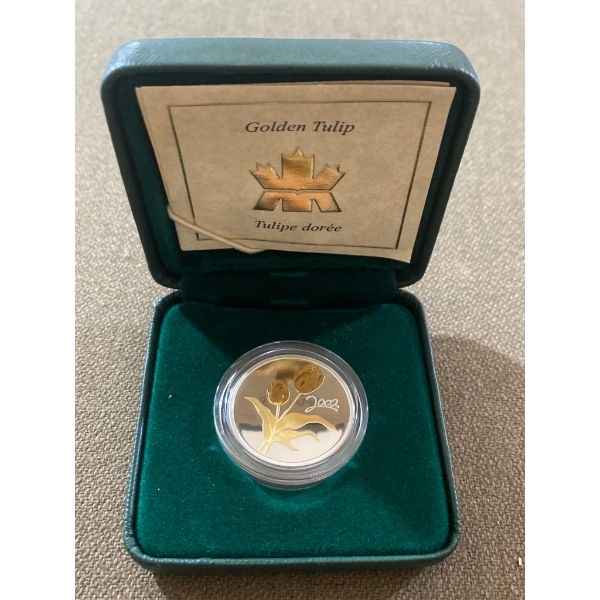 2002 'Golden Tulip' Canadian 50-Cent Sterling Silver Coin with COA