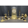 Image 1 : Brass Mantel Clock with Dome and Assorted Indian Brass Decor