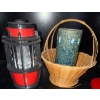 Image 3 : West Germany "Fat Lava" Ceramic Vase, Wicker Basket, Vintage Latern & Cups