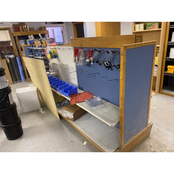 Double-Sided Retail Display Shelving Unit with Pegboard Sides