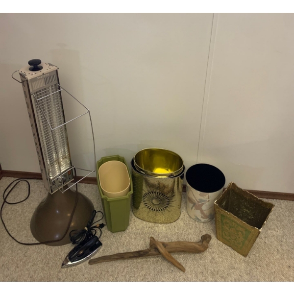 Vintage Garbage Tins w/ Boekamp Heater Model 1001 