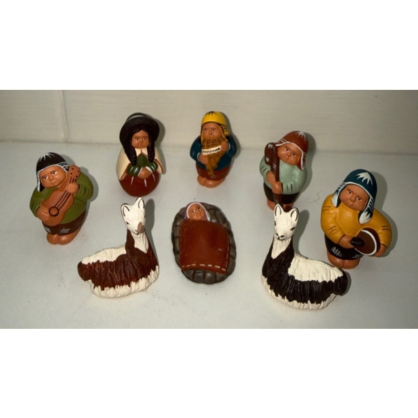 Peruvian Nativity Scene - Featuring Ceramic Figurines Wearing Andean Clothing