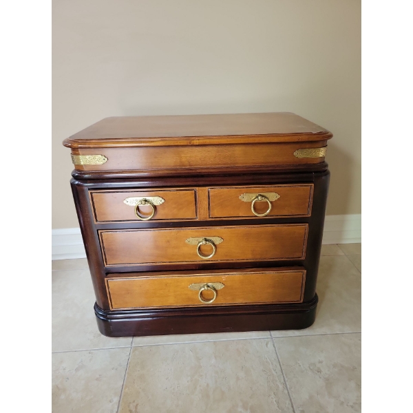 Stunning SHERRILL 3 Drawer End Table 26x13x23 w/ Gold Accents