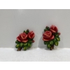 Image 1 : Chalk Flowers, Pair of Red Roses 6H