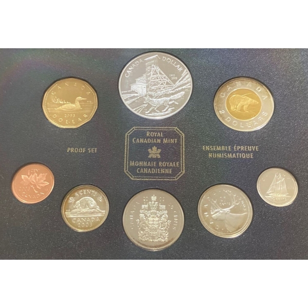 2003 Canadian Proof Set With Fine Silver Dollar 92.5% Silver 50.45 Grams