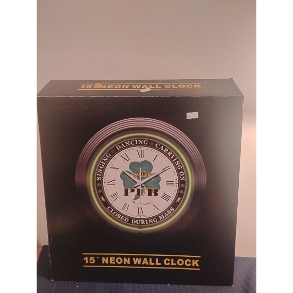 Neon Wall Clock 15T Luck of The Irish