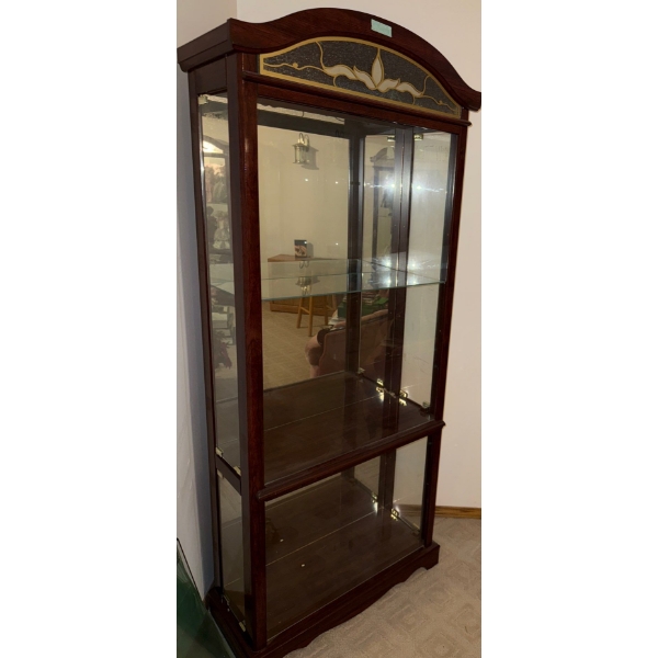 Mahogany Curio Cabinet / Display Hutch 71T w/ Adjustable Glass Shelving #1