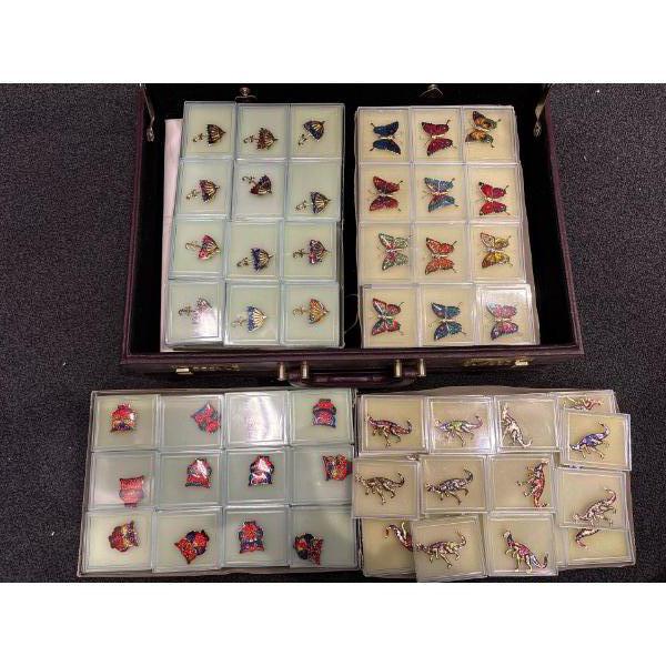 Briefcase of Costume Pins - Animals, Dinosaurs, Umbrellas