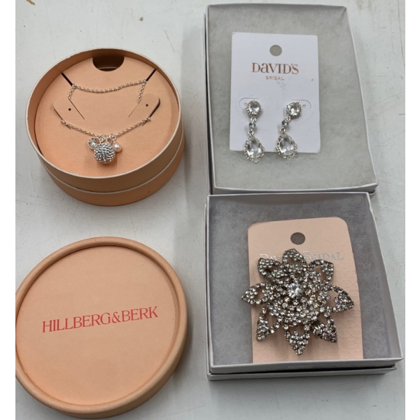Hillberg & Berk Necklace Stamped 925 + Set of David's Bridal Accessories 
