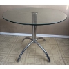 Image 3 : Trendy Glass Top Kitchen Table & Black Backed Chairs  34" diameter