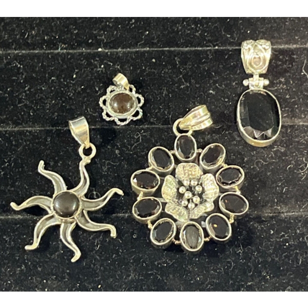 Collection of Black Glass Pendants