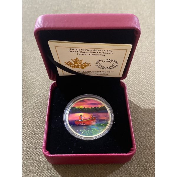 2017 Canadian $15 Fine Silver Coin Featuring Canoeing Design by Joel Kimmel, with COA