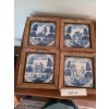 Image 4 : Delft 18th Century Blue & White Framed Tiles. 6 1/2 w, 6 1/2 h