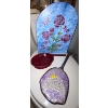 Image 4 : Merlot & Gold Motif Bathroom Bundle - Floral Shower Curtain Wall Hangings Decor & More