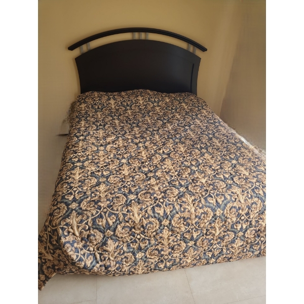 Queen Bed w Headboard 65 w, 54 h, 82 d Mirror 42 w, 50 h & Coffee Table w Glass Top 47 w, 16 h, 23 d