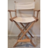 Image 5 : Wooden Directors Bar Stool with White Canvas Seat & Backless Bar Stool